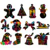 WaaHome Rainbow Scratch Christmas Ornaments 24pcs Christmas Scratch Art Paper Craft for Kids School Classroom DIY Crafts Christmas Winter Holiday Party Decorations Favors Supplies