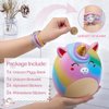 Piggy Bank Girls Unicorn Piggy Banks Cute Unbreakable Resin Coin Money Bank with Stickers Bracelet Set for Kids Toddlers, Rainbow