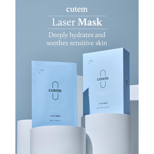 Cutem Laser Mask (Pack of 10) - Fast Soothing, Deep Hydration Facial Sheet Mask for Sensitive, All Skin Types, Korean Skin Care. Aloe Vera, Panthenol.