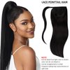 Caliee 20Inch Ponytail Extensions Human Hair Jet Black Clip in Hair Extensions Straight Long Ponytail with Comb 100% Remy Human Hair One Piece Hairpiece Pony Tail for Women 90G