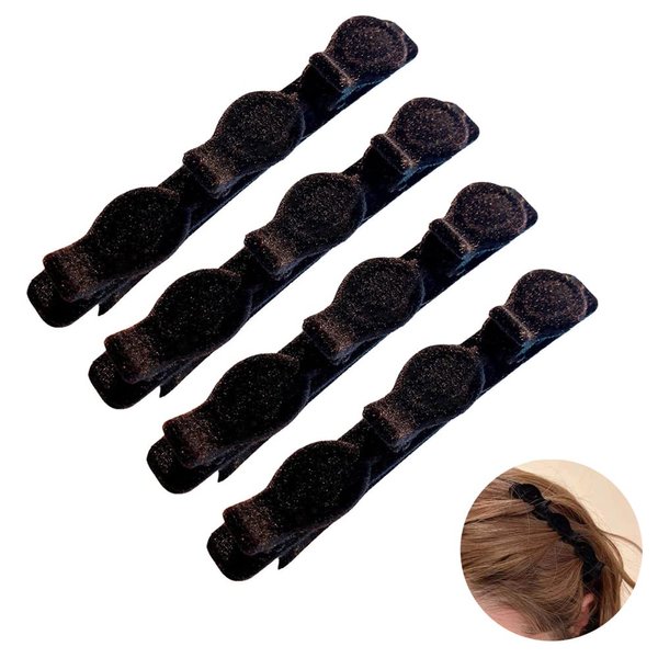 Hair Clips 4 Pack–Double Retro Layer Twist Plait Clip Hair Flocking Texture Braided Hair Clips,Hair Clips For Styling,Hair Styling Clips,Multi-Layer Hollow Woven Hairpin for Women Girls Braided Hair