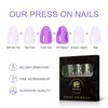 iBeautying Press on Nails - Press On Nails - Chrome Holo Color Green False Nails | Metallic Punk Designed Short Square Reusable Fake Nails in 10 Sizes - 24 Nail Kit with Jelly Glue Pad