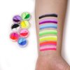 MEICOLY Water Activated Eyeliner 14 Colors,Neon UV Rainbow Face Paint,7 Cakes Duo Color Halloween Hydra Liner,Matte Graphic Eyeliner, Fluorescent Glow Blacklight Black White Body Paint
