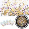 SILPECWEE 6 Boxes 3d Nail Rhinestones And Studs Gold Nail Rivets Set Nail Crystals Clear Nail Jewelry Decorations Manicure Kit With 1Pc Tweezers And Picker Pencil