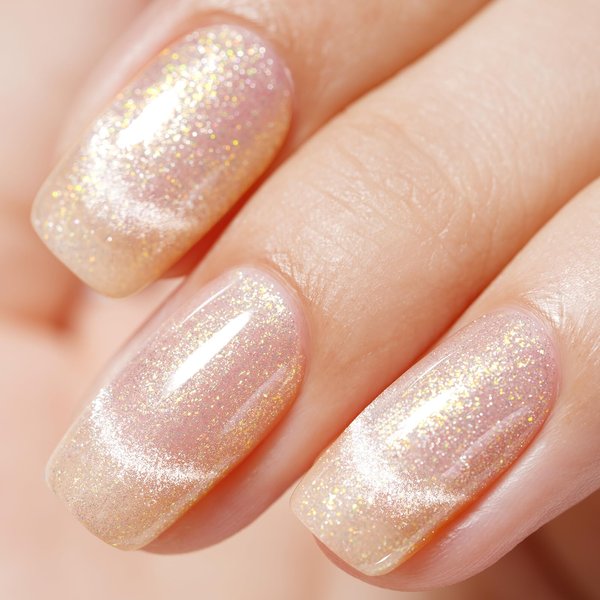 AILLSA Cat Eye Gel Nail Polish Nude Jelly Glitter Gel Polish Iridescent Holographic Nail Polish Gel Shimmer Sparkle Soak Off U V Gel with Magnet Stick for Nail Art Salon DIY at Home 0.27 Fl Oz GE29