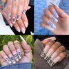 8 Sheets Old English Nail Sticker 3D Self-Adhesive Pegatinas Uñas Old Alphabet Nail Decals Holographic English Font Letters Metallic Gold Silver Black White Alphabet Design Nail Art Supplies for Women
