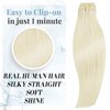 RUNATURE Clip in Blonde Hair Extensions Real Human Hair Platinum Blonde Clip on Hair Exensions Double Weft 22 Inch Long Hair Extensions Clip on Human Hair 120g 7Pcs