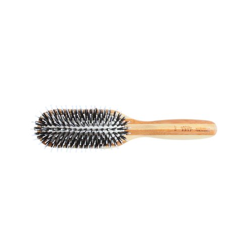Shine & Condition Hair Brush | 100% Natural Bristle + Nylon Pin | Pure Bamboo Handle | Medium Paddle | Striped Finish | Model 847 - SB
