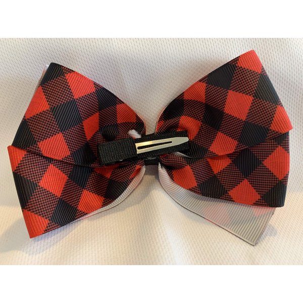 Plaid Hair Bow, Buffalo Plaid Hair Bow, Red and Black Plaid Bow, Plaid Ribbon, Plaid Bow
