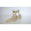 Generic Long one sided round crystal bow gold metal hair claw clip for medium thick hair