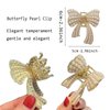 2 Pack Pearl Hair Claw Clamps Gold Metal Bow Claw Clip Pearl Claw Clip Unique Hair Clips Gold Hair Clips,Hair Clips for Styling,for Thin Hair Stylish Bow Detail Accessories Daily Party Gift Women