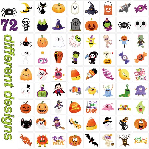 Halloween Tattoos for Kids 144 Pcs Halloween Temporary Tattoos Bulk Halloween Party Favors Goody Bag Stuffers Halloween Party Supplies Decorations
