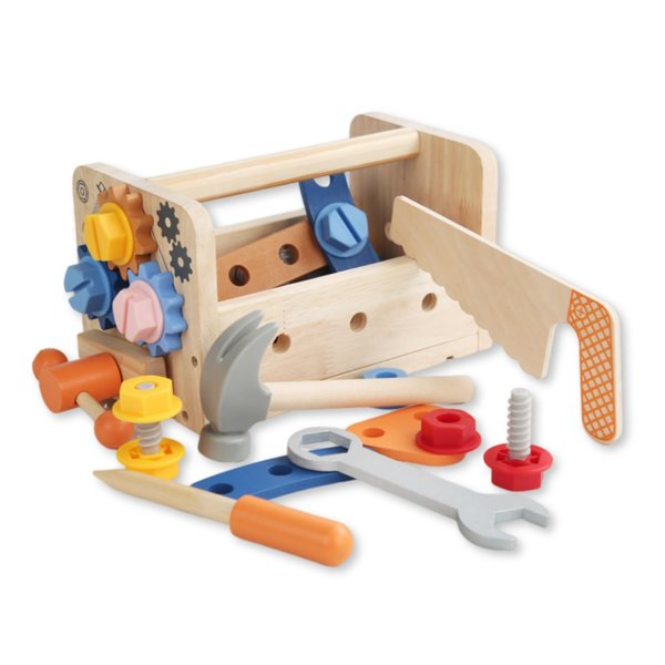 Montessori Wooden Tool Set Toy for Toddlers with Box/Bench, Pretend Play Tool Kit, Educational STEM Construction Set for Kids, Boys and Girls, Sensory Toy for Kids