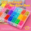TsMADDTs 24 Colors Rubber Bands, 2000 Pcs Elastic Hair Ties with Organizer Box, Hair Rubber Bands with Hair Tail Tools and Comb, Hair Accessories for Girls Kids Baby Toddler