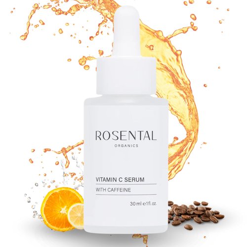 Rosental Organics Vitamin C Serum with Caffeine (30ml) - Hydrating Facial Serum - Against dark pigment spots and acne scars - Wrinkles - Brightening facial care - Natural Cosmetics - Made in Germany
