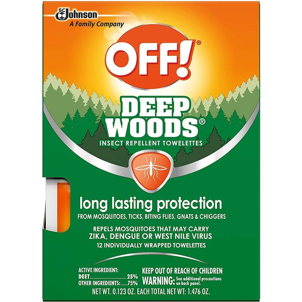 OFF! Deep Woods Insect Repellent Towelettes, 12 Count (Pack of 12)