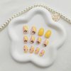 Acrylic Press on Nails Short Round Fake Nails with Lemon Designs Cute Nails Press ons Glossy Glue on Nails Artificial False Nails Yellow Full Cover Stick on Nails for Women 24Pcs