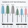 MelodySusie 6Pcs Polish Pedicure Nail Drill Bits with 16 Holes Bits Holder Set, Silicone Rubber Drill Bit for Pedicure Manicure Gel Grinding and Polishing, Pink