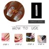 MISUD Press on Nails Short Square Fake Nails Glossy Glue on Nails Nude Ombre Acrylic Nails Squoval Artificial Nails Bling Glitter Stick on False Nails with White French Tip Design 24 pcs