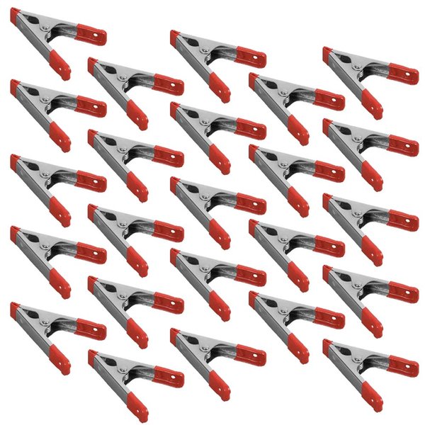 Wideskall® 4" inch Metal Spring Clamps w/Red PVC Coated Handle and Tips (Pack of 24)