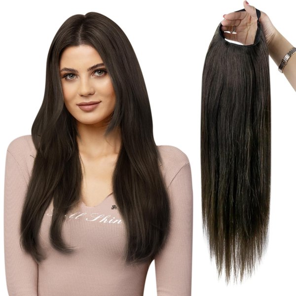 Full Shine U Part Wigs Long Natural Hair Extensions 22 Inch Hidden U Shaped Wigs Human Hair Color 1B Off Black Clip In Wigs Remy Brazilian Hair 22 Inch Half Wig 150 Gram Per Piece