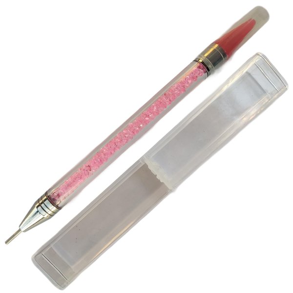Xianglangsuccess Dual-Ended Nail Rhinestone Picker Wax Tip Pencil Pick Up Applicator Dual Tips Dotting Pen Beads Gems Crystals Studs Picker with Acrylic Handle Manicure Nail Art Tool (Pink)