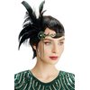 BABEYOND 1920s Headpiece Flapper Headband Rhinestone Pearl Feather Hair Band Great Gatsby Headpiece Accessoreis for Women