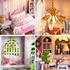 Roroom DIY Miniature and Furniture Dollhouse Kit,Mini 3D Wooden Doll House Craft Model with LED,Creative Room Idea for Valentine's Day Birthday Gift(Romantic Castle-D018)