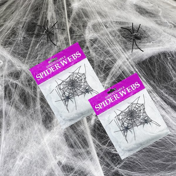 The Dreidel Company Spider Webs, Halloween Spider Webbing Decoration, Indoor & Outdoor Spooky Party Favor Supplies (12-Pack)