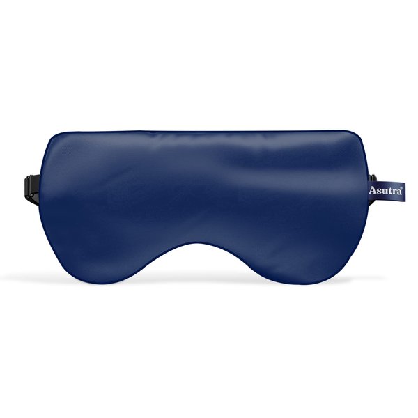 ASUTRA Silk Eye Pillow for Sleep, Navy | Filled w/Lavender & Flax Seeds | Weighted | Meditation & Light Blocking Blindfold