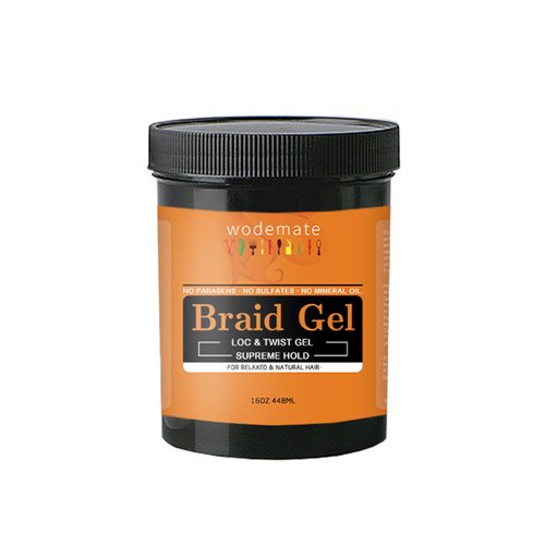 wodemate Braiding Gel | Neat Braid Gel & Shining Hair Jam & Edge Control |Extreme Hold, No Flaking & Long Lasting | Loc Gel for Retwist, Box Braids & Cornrows | 16 oz