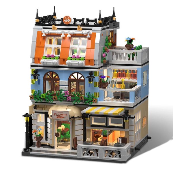 City Garden Hotel Building Blocks Toys Sets, City Street House Construction Toys with LED, 1300 Pieces Mini Bricks