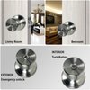 DSJJBLL Satin Nickel Door Knob with Lock and Key Round Ball Lock Interior/Exterior Door Knob for Bedroom Or Bathroom (Stainless 1)
