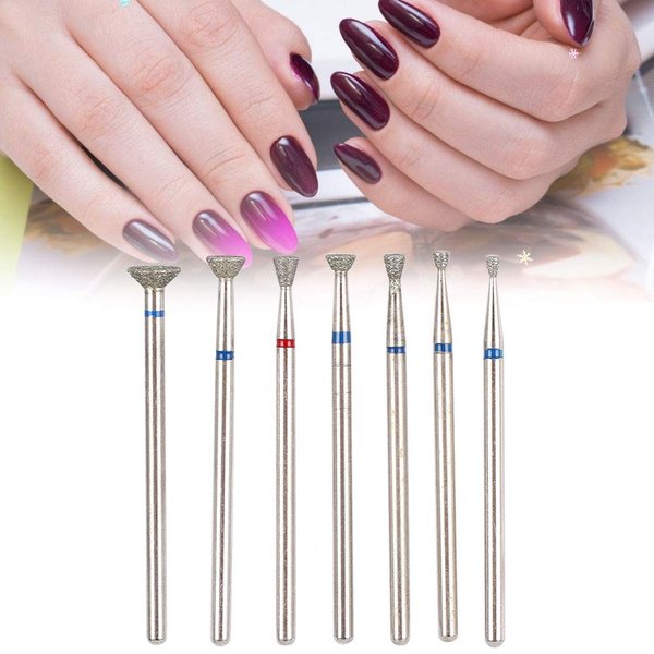 Nail Drill Bits Set, 6pcs/set Diamond Sand Nail Files Drill Cuticle Polishing Bit Nail Grinding Head Electric Manicure Set for Removing Acrylic Nails Gel Home Salon Use(03)