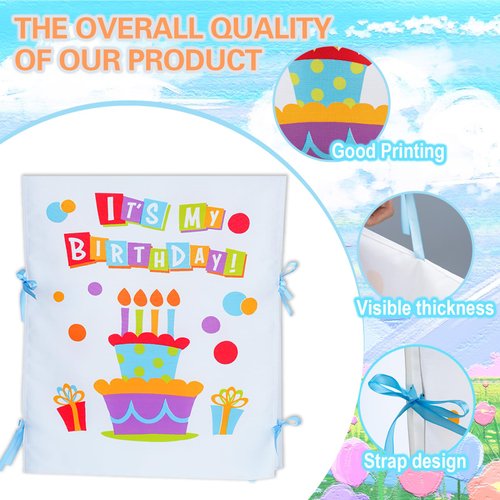 Birthday Chair cover-2-Piece Set with Ribbon &Birthday Chair Cover for Classroom-Machine Washable Reusable-Perfect for Birthday Party &School