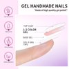 French Tip Press On Nails Short, SHOWMORE Baby Pink White Ombré Acrylic Fake Nails Medium Square Gradient Neutral Glue On Nails False Nails with Design Stick On Nails in 15 Sizes 30 Nail Kit with Glue