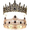 2 Pcs Prom King and Queen Crowns Set King Crowns for Men Royal Crown with Black Rhinestone Crystal Crowns for Women Crown Tiara Costume Headwear for Wedding Halloween Homecoming Party Decorations