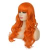 Dai Cloud Orange Wig with Bangs for Women Long Curly Wavy Heat Resistantant Silky Ginger Wigs Cosplay Halloween Daily Use (Orange)