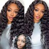 Binrris Wear and Go Glueless Wigs Human Hair Water Wave Transparent Lace Front Wigs 13x4 Lace Frontal Wigs With Elastic Band For Black Women 180% Density Water Wave Wigs Human Hair (24)