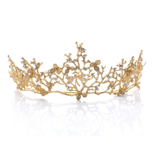 Aukmla Vintage Crown Baroque Gold Tiara Wedding Bridal Hair Accessories Headband for Women and Girls crown-71
