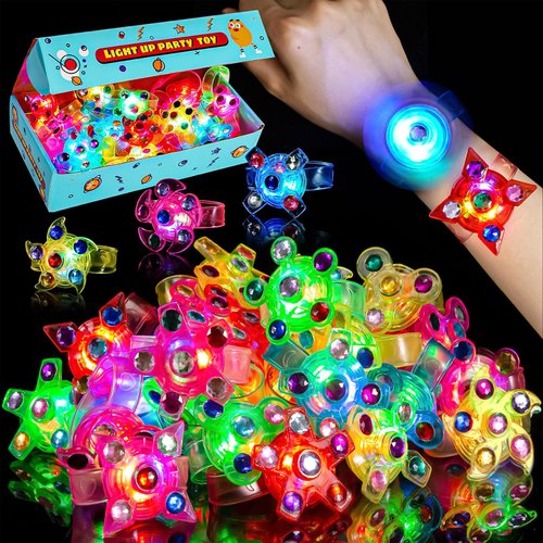 Mikulala 24 Pack Light Up Bracelets Party Favors for Kids 8-12, Treasure Box Toys for Classroom, Halloween Party Favors, Glow in the Dark Party Supplies, Return Gifts for Kids