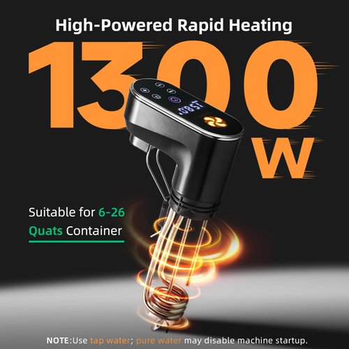 Outohome Sous Vide Machine,1300 Watts, Immersion Circulators, Precision Cooker, Steak Cooker, Temperature and Time Digital Display Control, Ultra-Quiet,Fast-Heating,Easy to store,IPX7 Waterproof