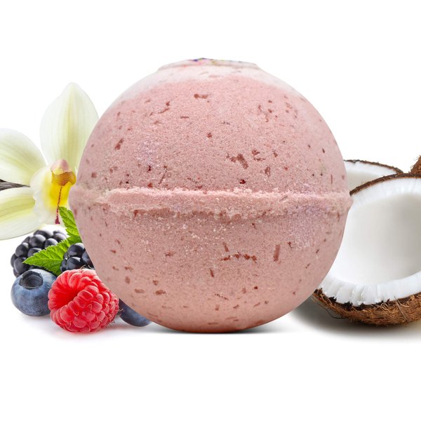 1 Organic Bath Bomb with Natural Oils, Epsom Salt, Kaolin Clay, Apricot Kernel Oil, Olive Oil for Moisturizing, Relaxation (Birthday Cake)