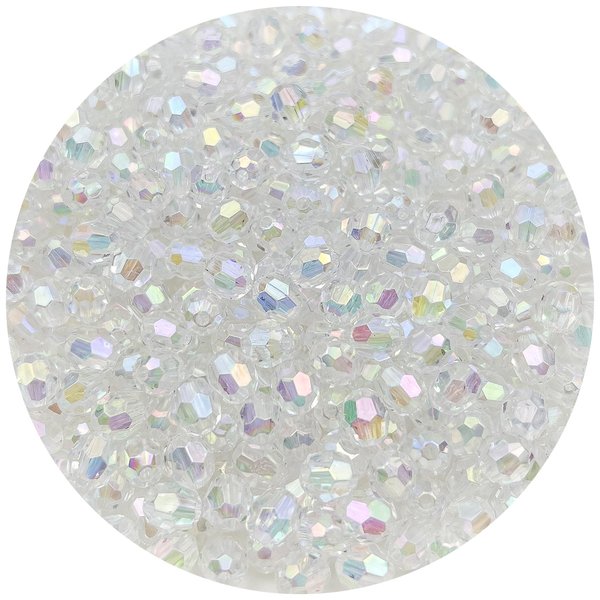 Mulutoo 200 Pcs 10MM AB Color Crystal Acrylic Beads Round Faceted Crystal Plastic Bead Spacer Beads for Jewelry Making, Bracelets Necklaces Earrings Wind Chimes Suncatchers(401 - Transparent AB)
