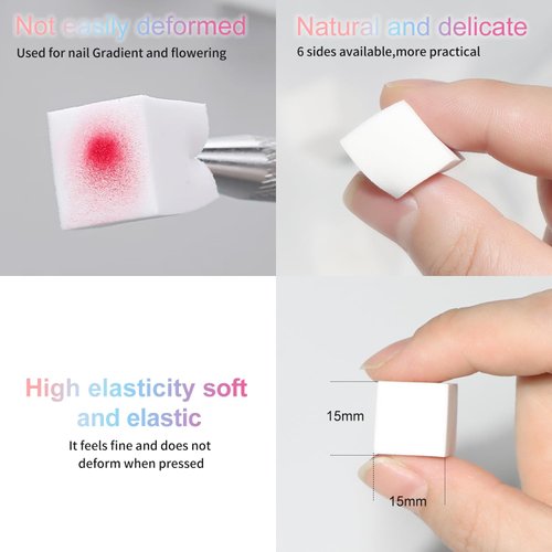 beautilux Nail Sponges for Ombre, 80Pcs Soft White Gradient Nail Sponge with Sponge Holder Pen for Nail Art Nail Accessories Color Fade Gradient Nail Art Manicure