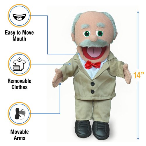 14" Pops, Hispanic Grandfather, Hand Puppet