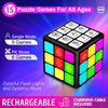 Xinbeiya Rechargeable Game Handheld Cube, 15 Fun Brain & Memory Game with Score Screen, Cool Toys for Kids, Christmas Birthday Gifts for Boys Girls Aged 6-12+ Years Old, Toy Gift Idea for Kids（Black）