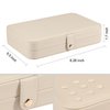 LANDICI Small Jewelry Box for Women Girls, PU Leather Travel Jewelry Organizer Case, Portable Jewellery Storage Holder Display for Ring Earrings Necklace Bracelet Bangle Watch Men Kids Gift, Apricot