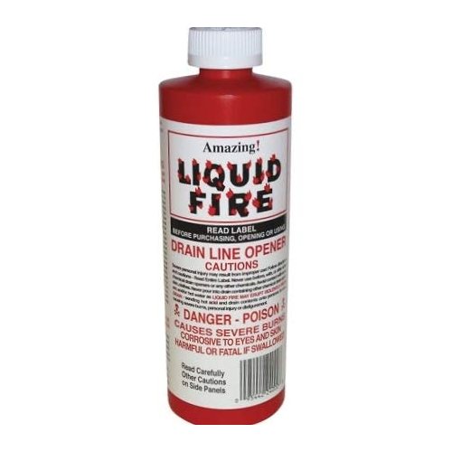 Amazing Liquid Fire Pipe & Drain Opener Hair Clog Remover 16 oz.