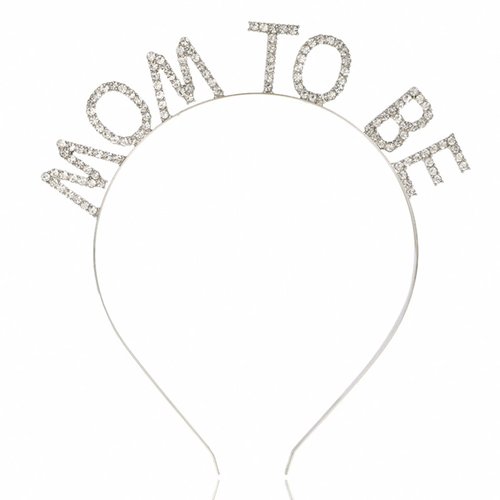 Apone Fatu Baby Shower Decoration for Girl Boy, Mom To Be Headband Tiara Crown Rose Gold Mommy To Be Baby Shower Favors Gifts Party Decorations (Silver)
